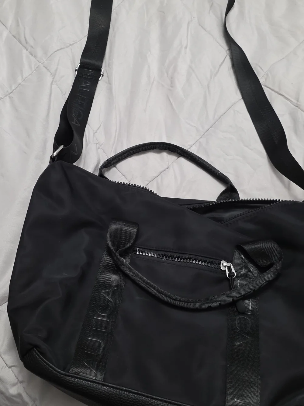 Nautica Black Nylon Duffel with Adjustable Shoulder Strap